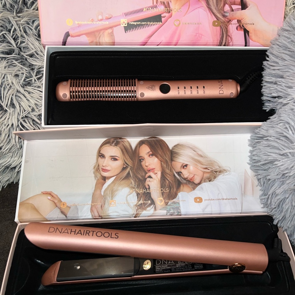 dna Hair Tools- ROSEGOLD 100% ceramic flat iron AND ROSEGOLDStylingCombPro2- NEW